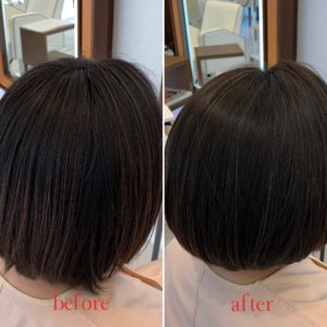 地毛を染めずにハイライトでぼかすパターン